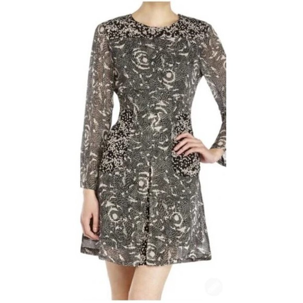Nwt Walter Baker | Jessie Fit & Flare Dress In Black Starburst Print